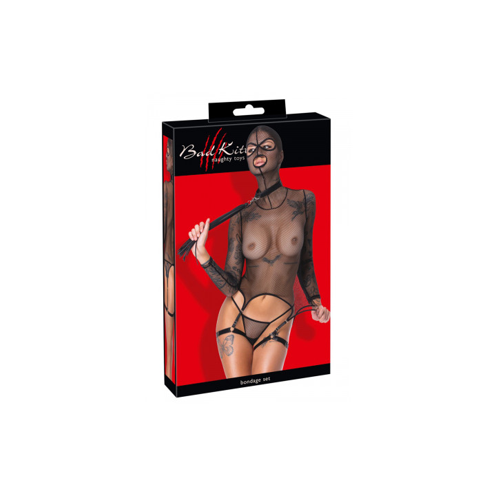 Ensemble lingerie résille et accessoires BDSM - Bad Kitty