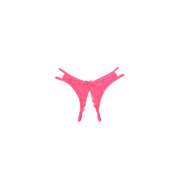 String ouvert dentelle Rose - Litolu Lingerie