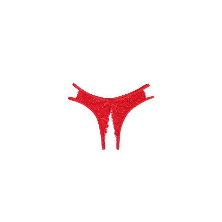String ouvert dentelle Rouge - Litolu Lingerie
