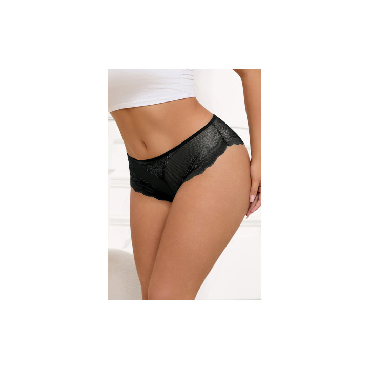 Tanga dentelle bijou Coeur Noir - Litolu Lingerie