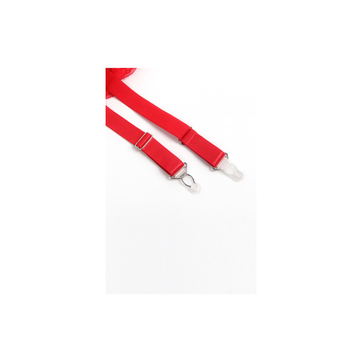 Porte-jarretelles dentelle large Rouge - Litolu Lingerie