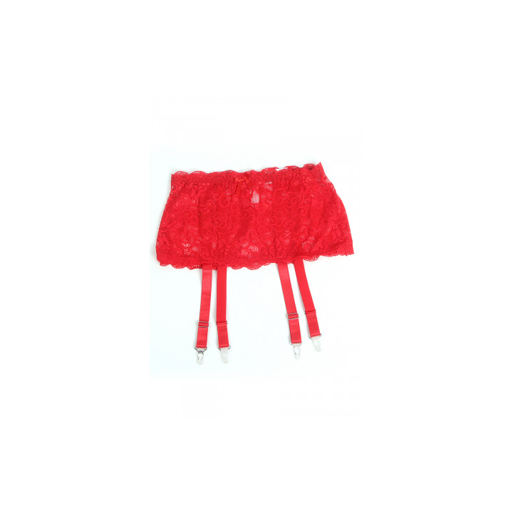 Porte-jarretelles dentelle large Rouge - Litolu Lingerie