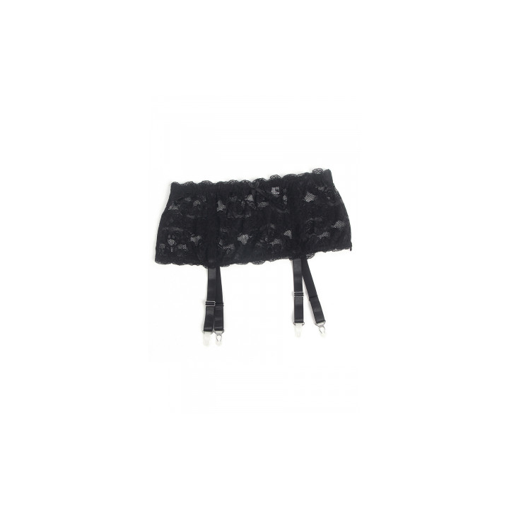 Porte-jarretelles dentelle large Noir - Litolu Lingerie