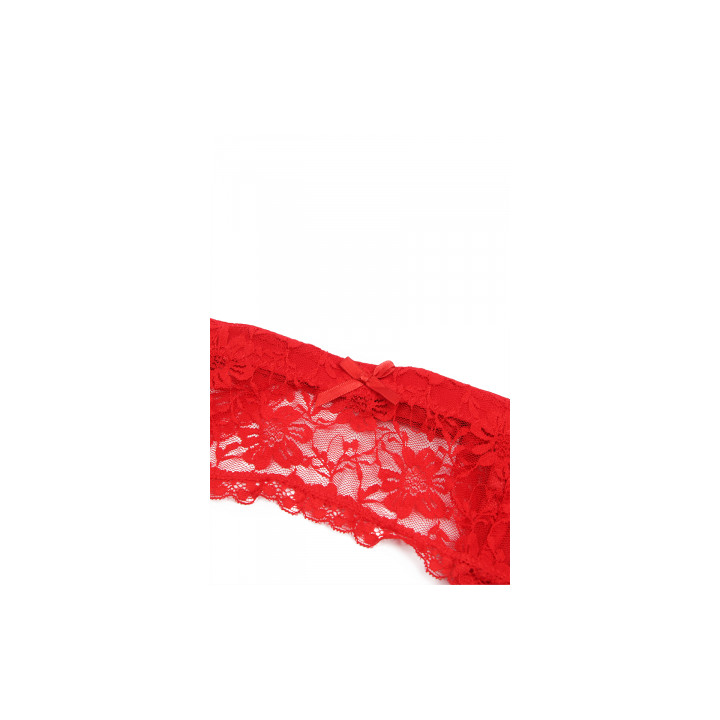 Porte-jarretelles et string Rouge - Litolu Lingerie