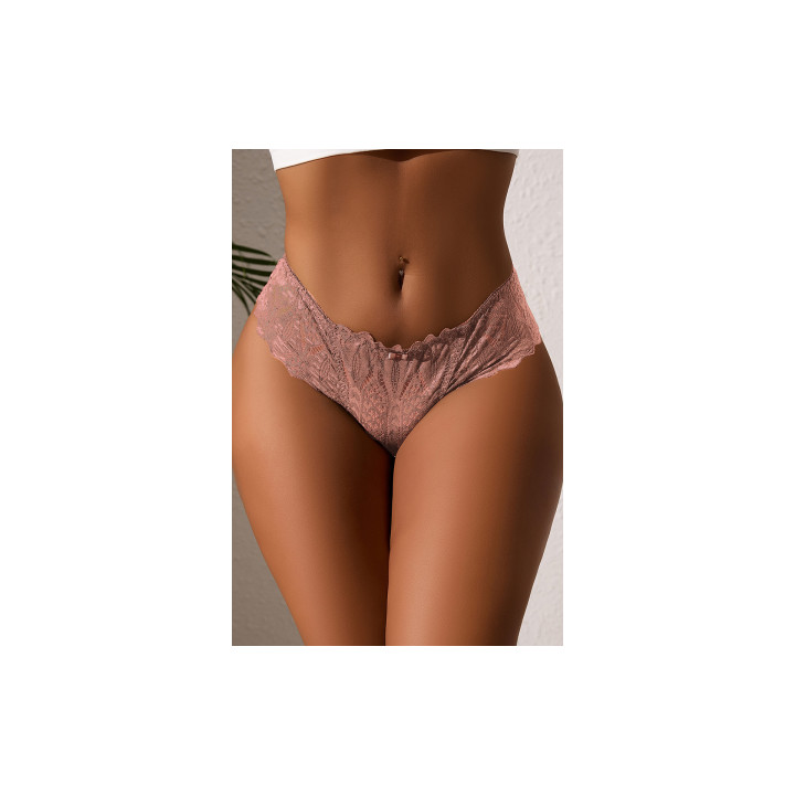 String dentelle dos lacé Rose - Litolu Lingerie