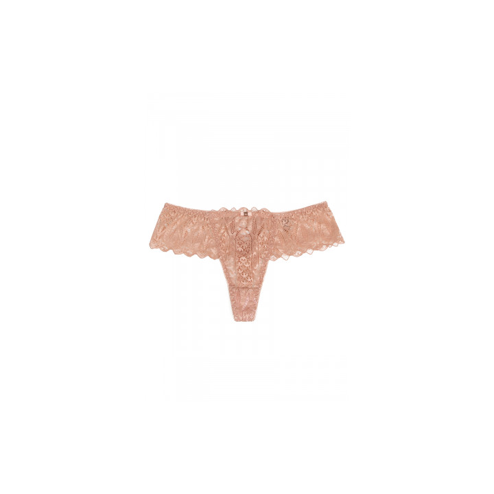 String dentelle dos lacé Rose - Litolu Lingerie