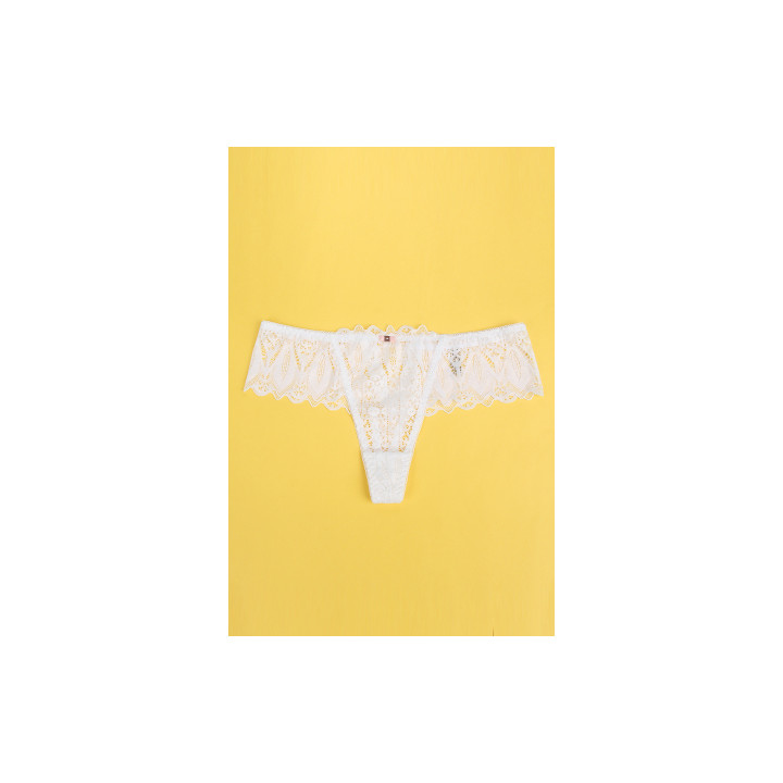 String dentelle dos lacé Blanc - Litolu Lingerie