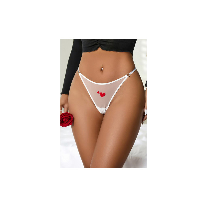 String coeur et strass Blanc - Litolu Lingerie
