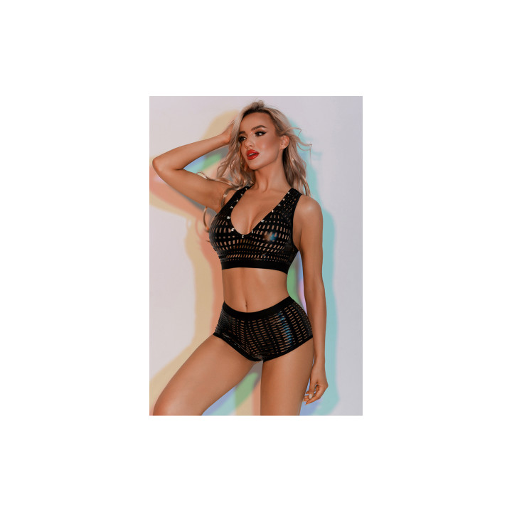 Ensemble Top et Shorty noir - J Lingerie