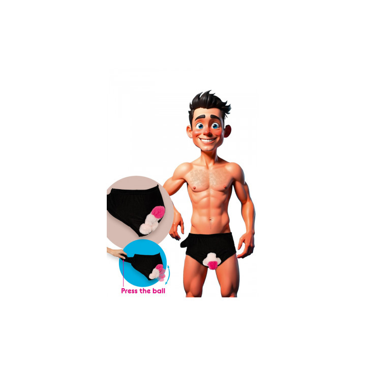 Slip avec pénis en peluche mobile