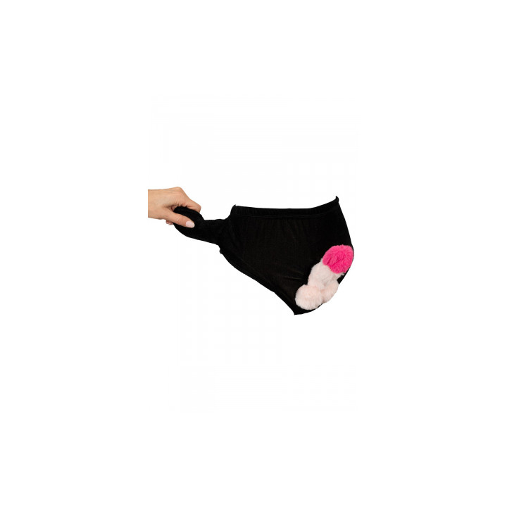 Slip avec pénis en peluche mobile