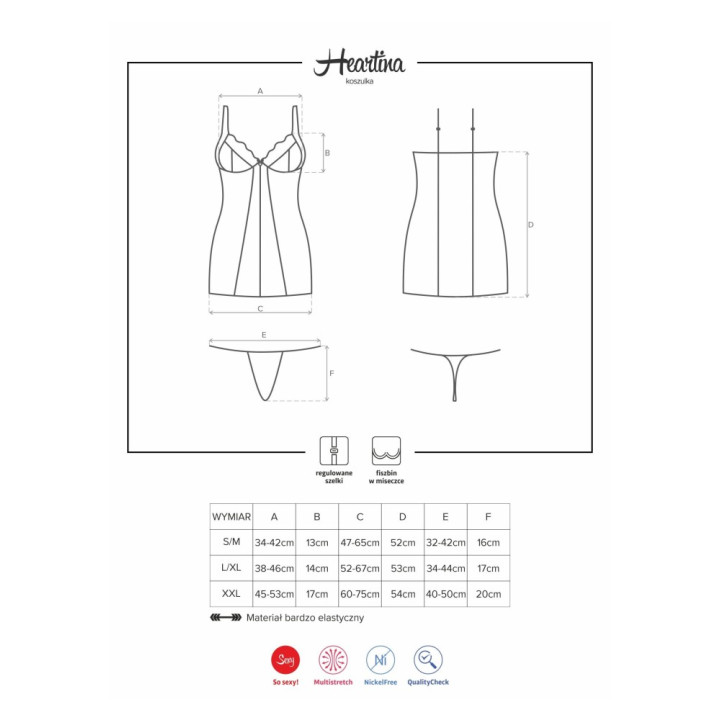 Heartina chemise & thong red  S/M