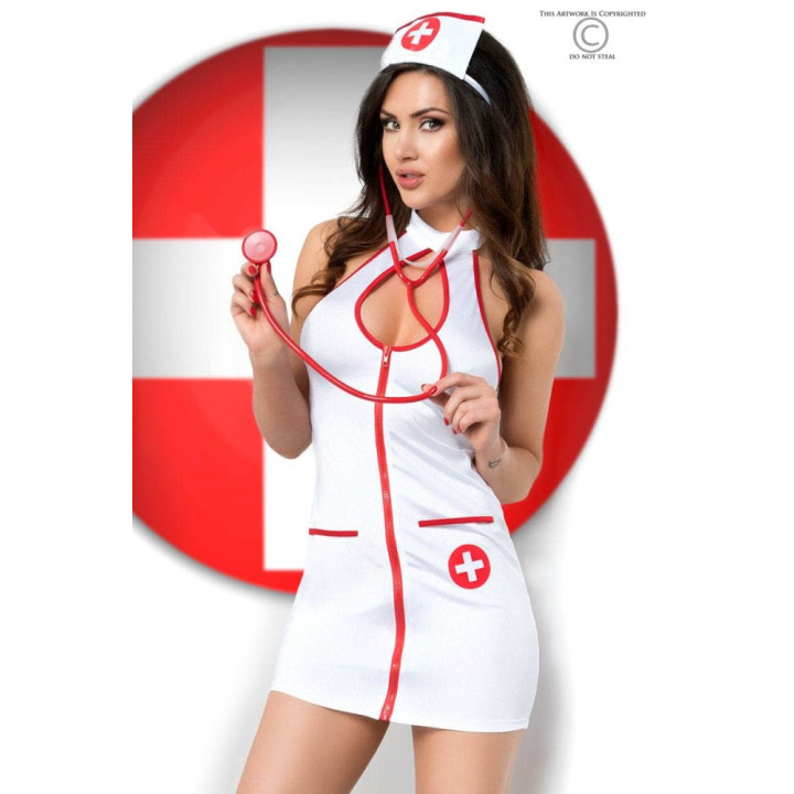 CR 3854  S/M  White Sexy Nurse Costume Dress