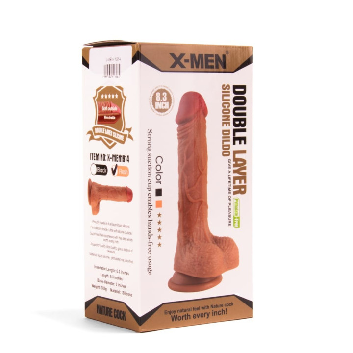 X-MEN 8.3 inch Double Layer Silicone Dildo Brown_B0O50_1