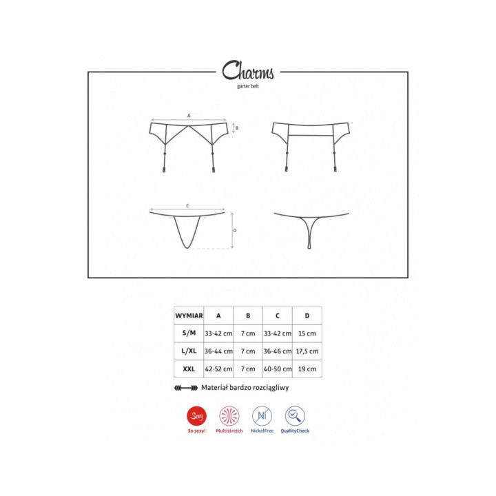 Charms garter belt & thong black  S/M