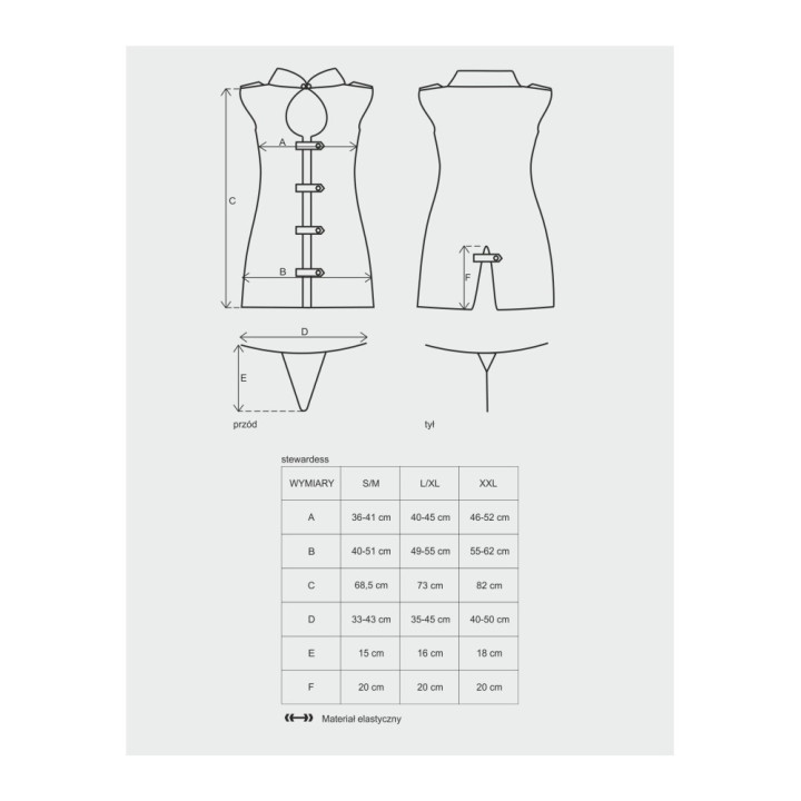 Stewardess 3 pcs costume grey  S/M