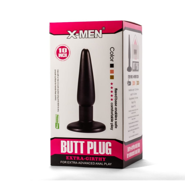 X-Men 10" Extra Girthy Butt Plug Black I_B0O50_1