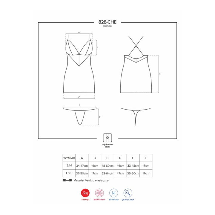 828-CHE-1 chemise & thong  S/M