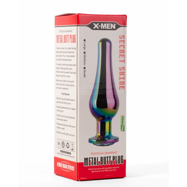 X-MEN Secret Shine Metal Butt Plug Rainbow S