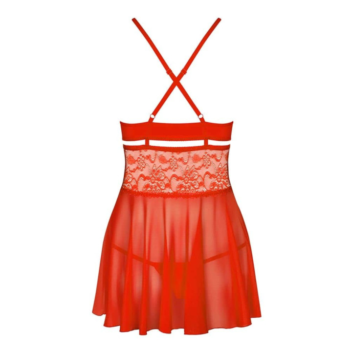 838-BAB-3 babydoll & thong red  S/M