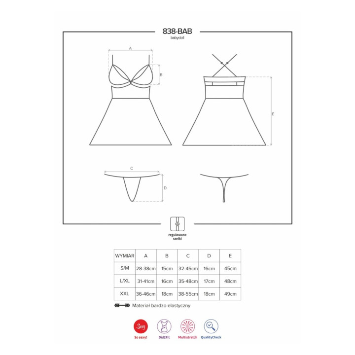 838-BAB-3 babydoll & thong red  S/M
