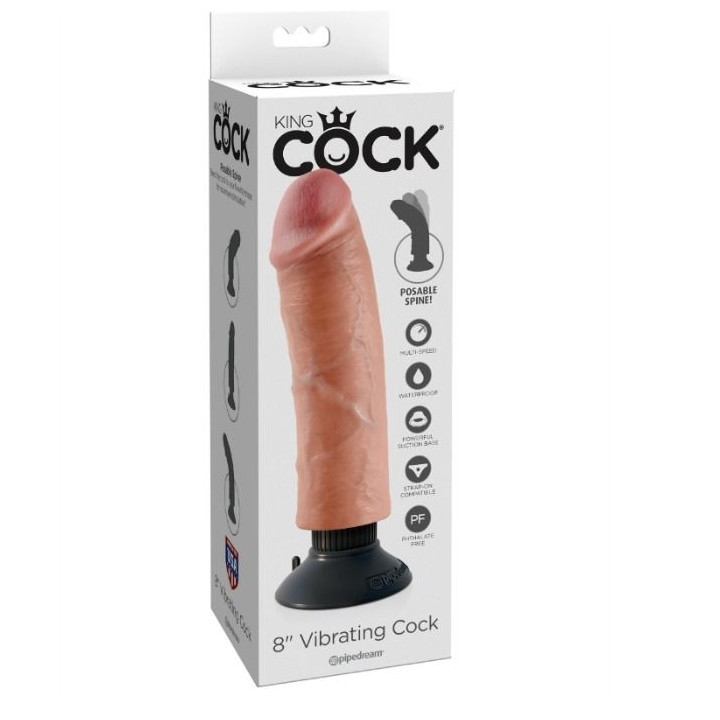 KING COCK - GODE VIBRATEUR 20.32 CM NATUREL
