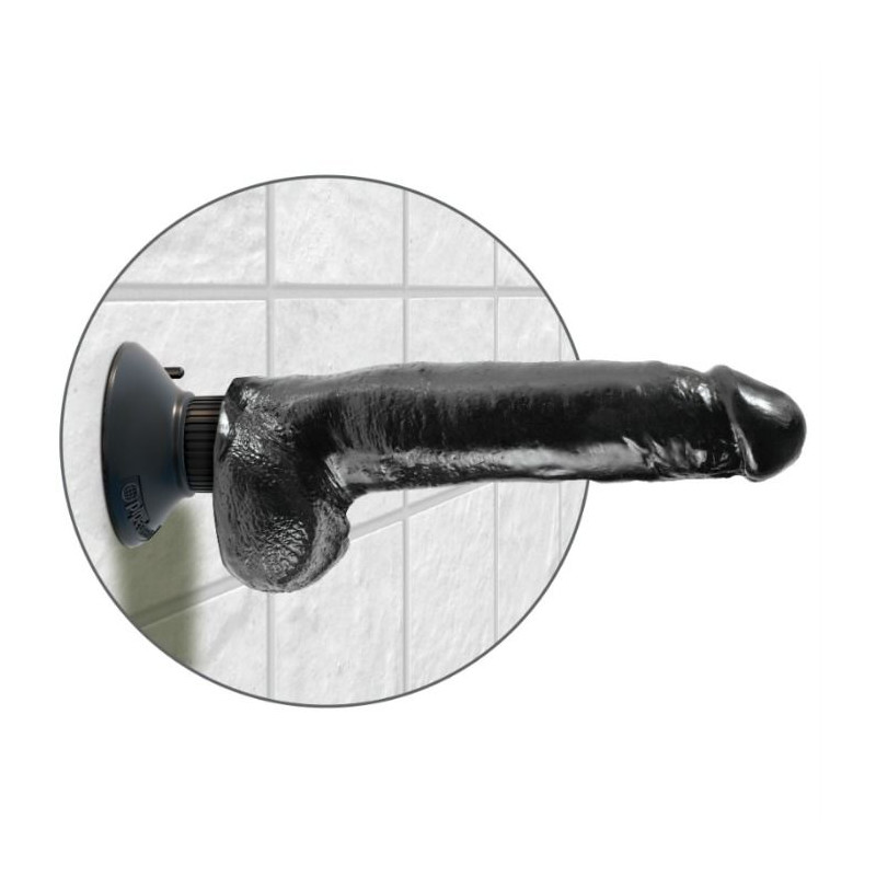 KING COCK - GODE VIBRANT AVEC TESTICULES 23 CM NOIR
