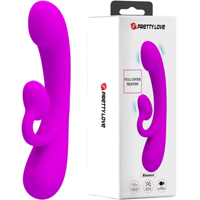 PRETTY LOVE - VIBRATEUR ET SUCCION CLITORISÉ EN SILICONE SINCÈRE VIOLET
