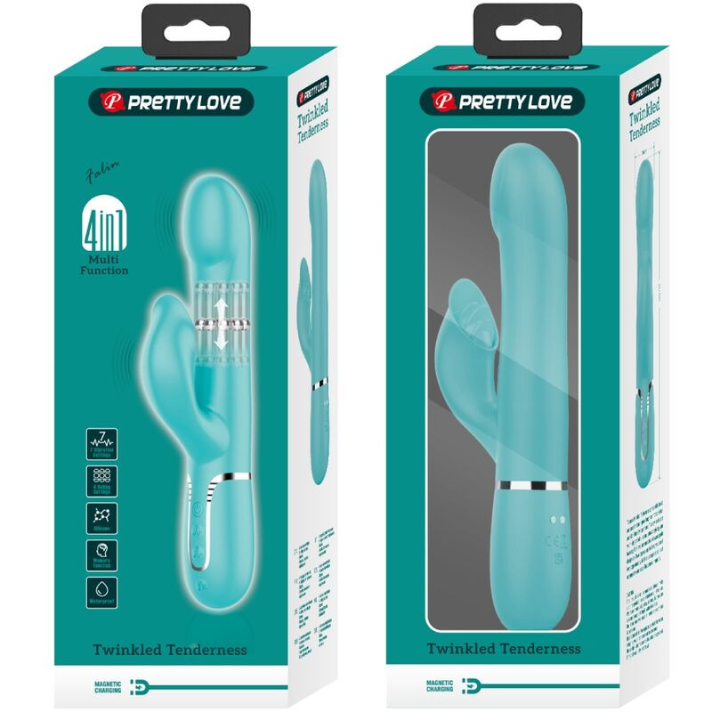 PRETTY LOVE - PERLES VIBRATEUR LAPIN VERT AQUA