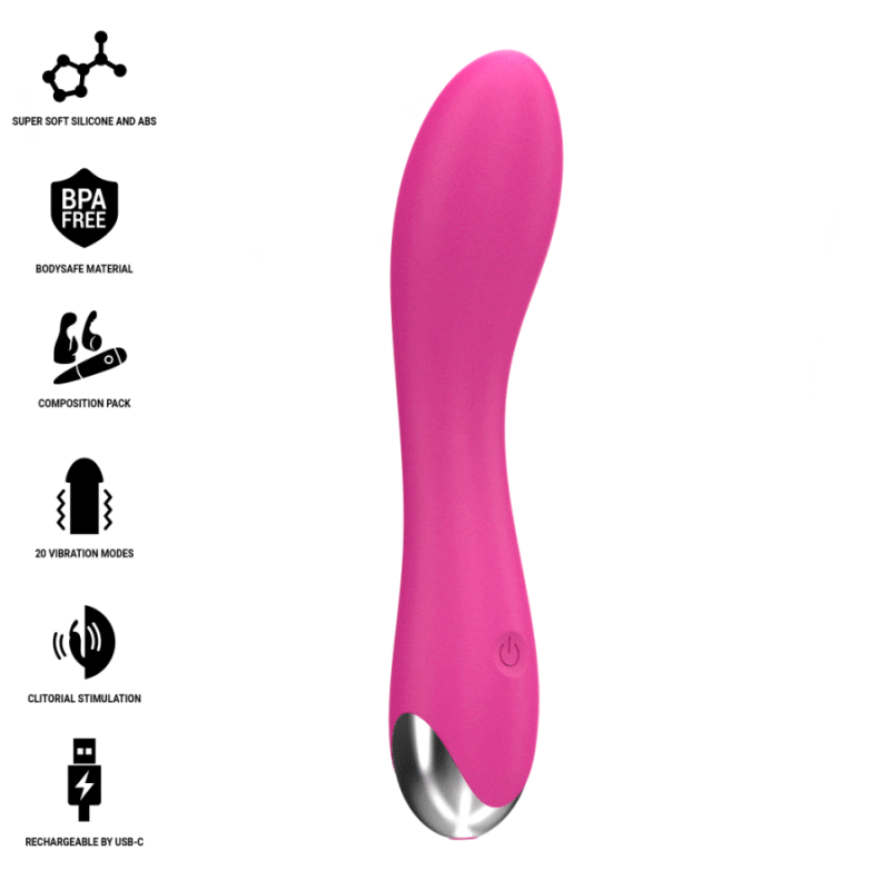 INTENSE - VIBRATEUR CHER AVEC 20 MODES DE MOUVEMENTS ET EMBOUTS INTERCHANGEABLES