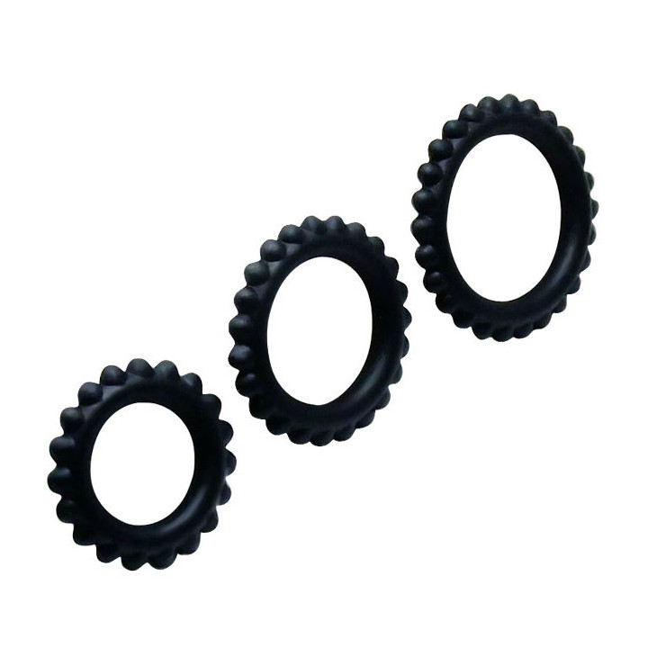 BAILE - TITAN SET 3 PCS COCK RING NOIR 2.8 + 2.4 + 1.9 CM