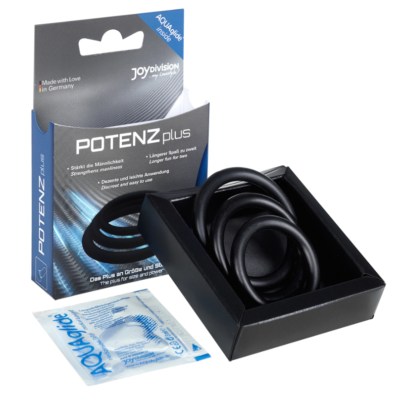 JOYDIVISION POTENZDUO - PLUS LOT DE 3 ANNEAUX NOIR - S, M, L