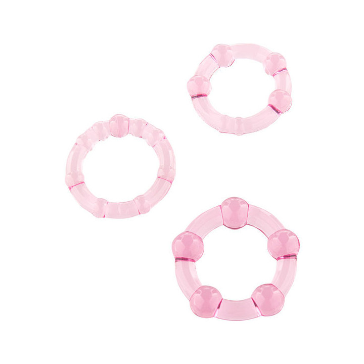 SEVEN CREATIONS - ENSEMBLE DE TROIS ANNEAUX PÉNIS ROSE