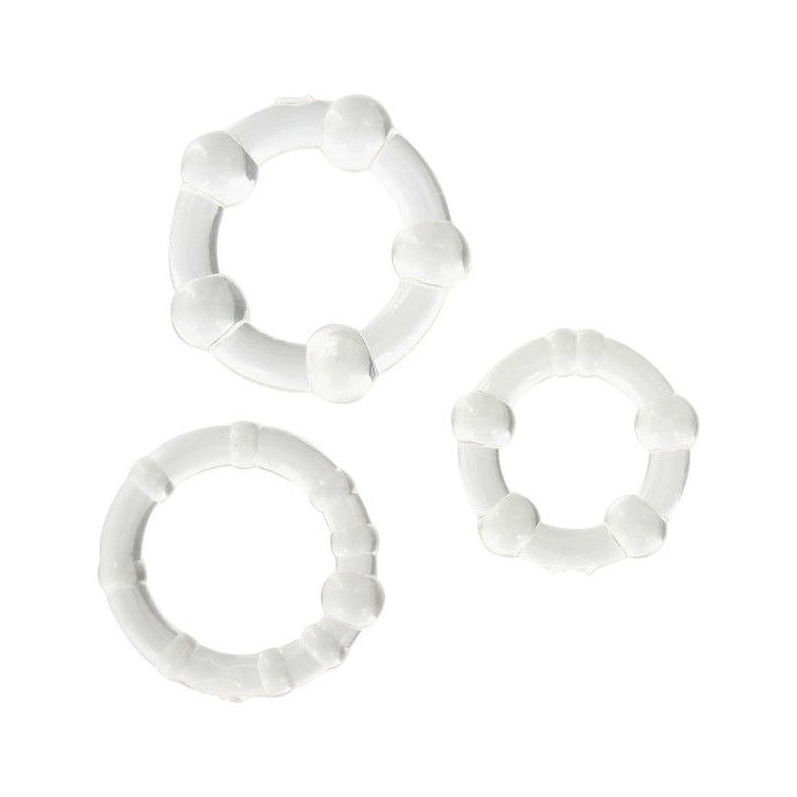 SEVEN CREATIONS - ENSEMBLE DE TROIS ANNEAUX PÉNIS TRANSPARENTS