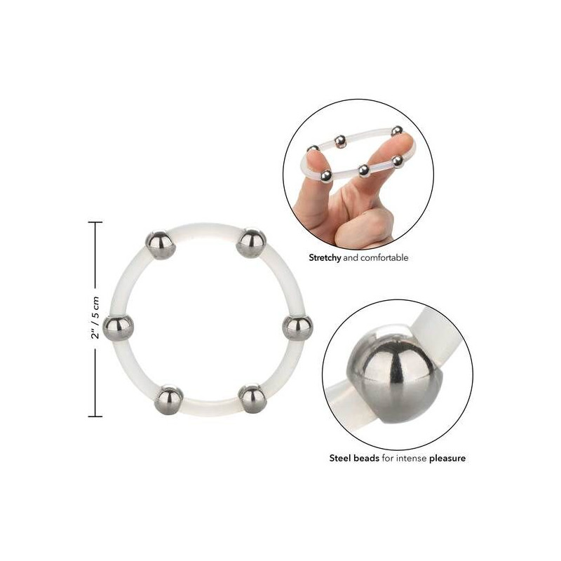 CALEXOTICS - BAGUE EN SILICONE PERLÉE ACIER XL
