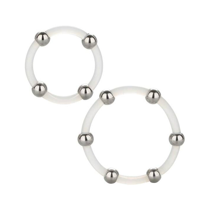 CALEXOTICS - ENSEMBLE DE BAGUES EN SILICONE PERLÉES EN ACIER