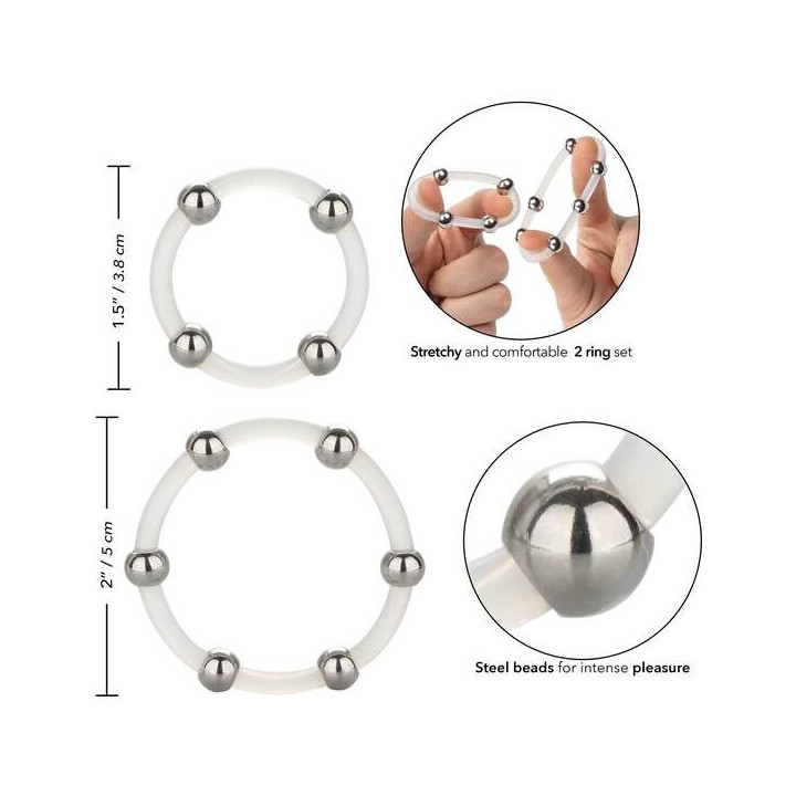 CALEXOTICS - ENSEMBLE DE BAGUES EN SILICONE PERLÉES EN ACIER