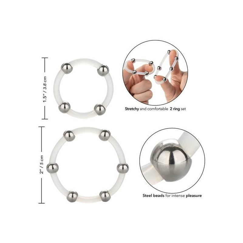 CALEXOTICS - ENSEMBLE DE BAGUES EN SILICONE PERLÉES EN ACIER