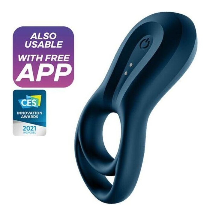 SATISFYER - APPLICATION EPIC DUO RING VIBRATOR BLEU