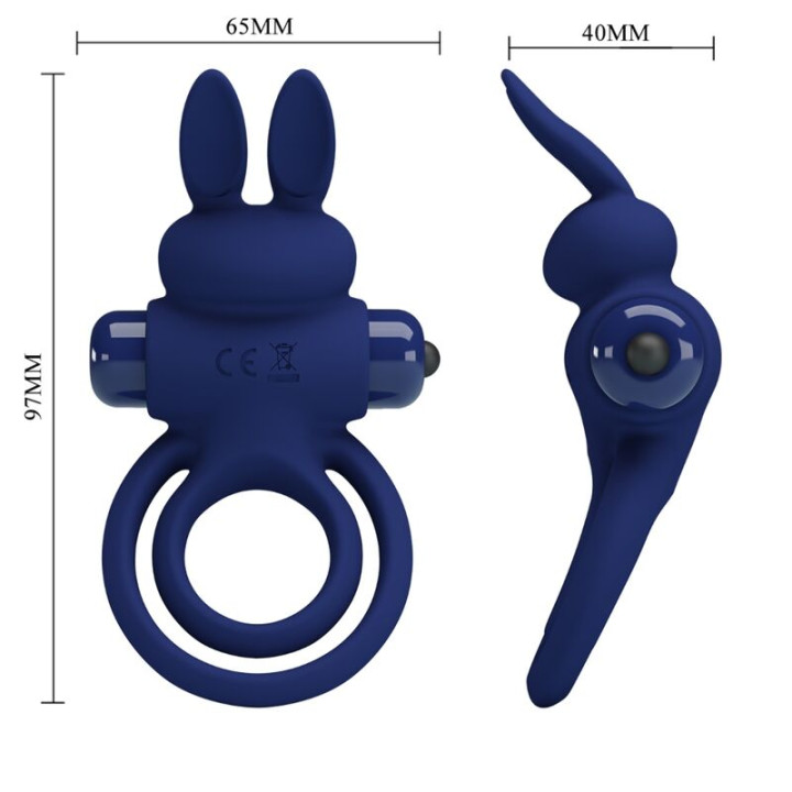 PRETTY LOVE - DAREY DOUBLE ANNEAU VIBRANT LAPIN BLEU