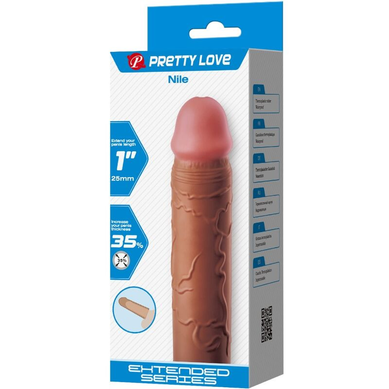 PRETTY LOVE - MANCHON DE PÉNIS NILE AVEC EXTENSION DE 2,5 CM MULÂTRE