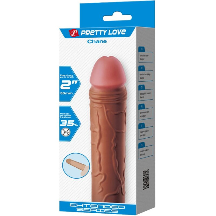 PRETTY LOVE - MANCHON DE PÉNIS CHANE AVEC EXTENSION DE 5 CM MULÂTRE