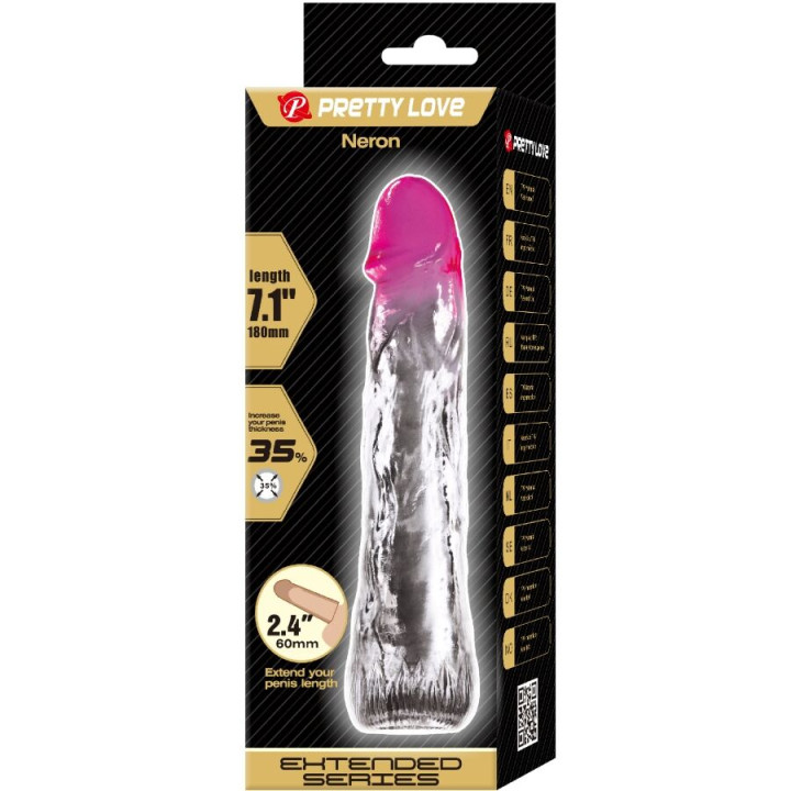 PRETTY LOVE - GAINE D'AGRANDISSEMENT RÉALISTE NERON 6 CM POUR PÉNIS ROSE