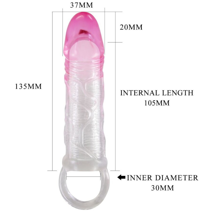 PRETTY LOVE - ODES GAINE D'AGRANDISSEMENT RÉALISTE DE 2 CM POUR PÉNIS ROSE