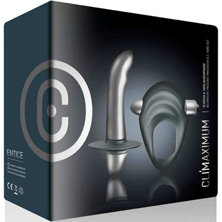 CLIMAXIMUM - KIT ENTICE ANNEAU PÉNITENTIAIRE + VIBRATEUR PROSTATIQUE DÉBUTANTS