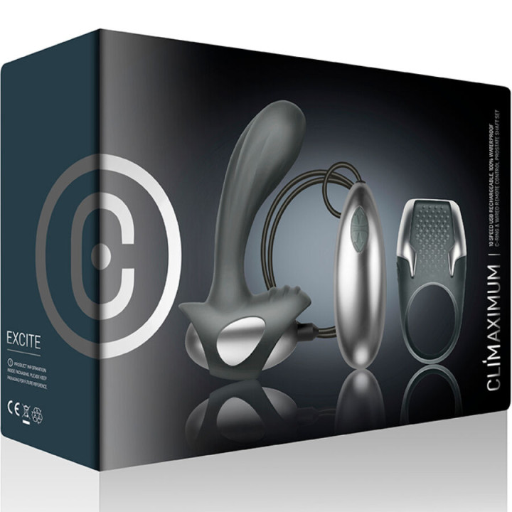 CLIMAXIMUM - KIT EXCITE ANNEAU PÉNITENTIAIRE + MASSEUR DE PROSTATE À FIL