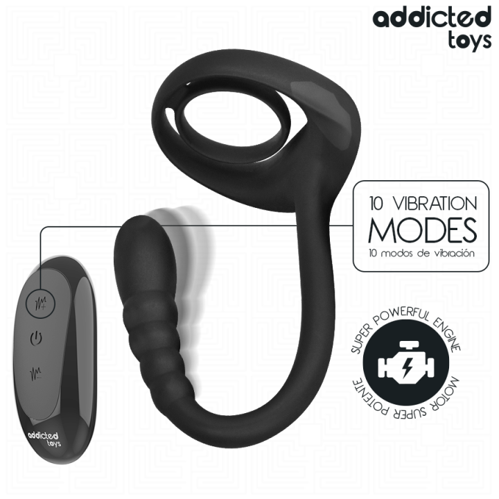 ADDICTED TOYS - ANNEAU PÉNITENTIAIRE VIBRANT POUR POINT P AVEC TÉLÉCOMMANDE