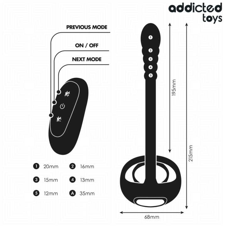 ADDICTED TOYS - ANNEAU PÉNITENTIAIRE VIBRANT POUR POINT P AVEC TÉLÉCOMMANDE