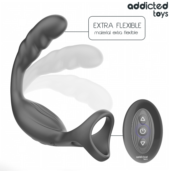 ADDICTED TOYS - ANNEAU PÉNIS PROSTATIQUE DOUBLE AVEC TÉLÉCOMMANDE