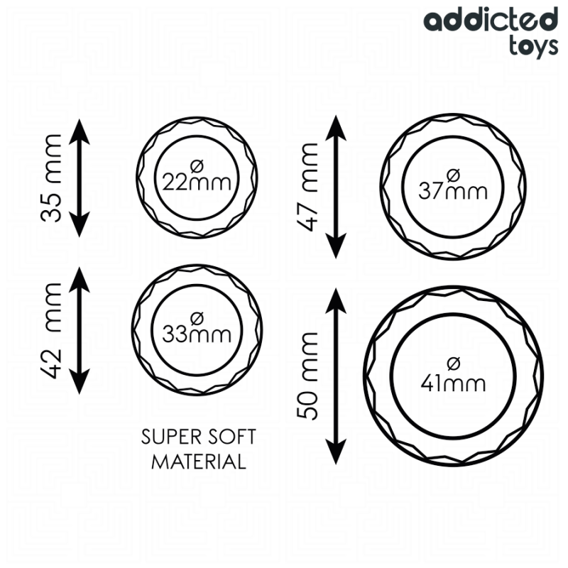 ADDICTED TOYS - ENSEMBLE D'ANNEAUX PÉNIS TEXTURÉS, 4 TAILLES